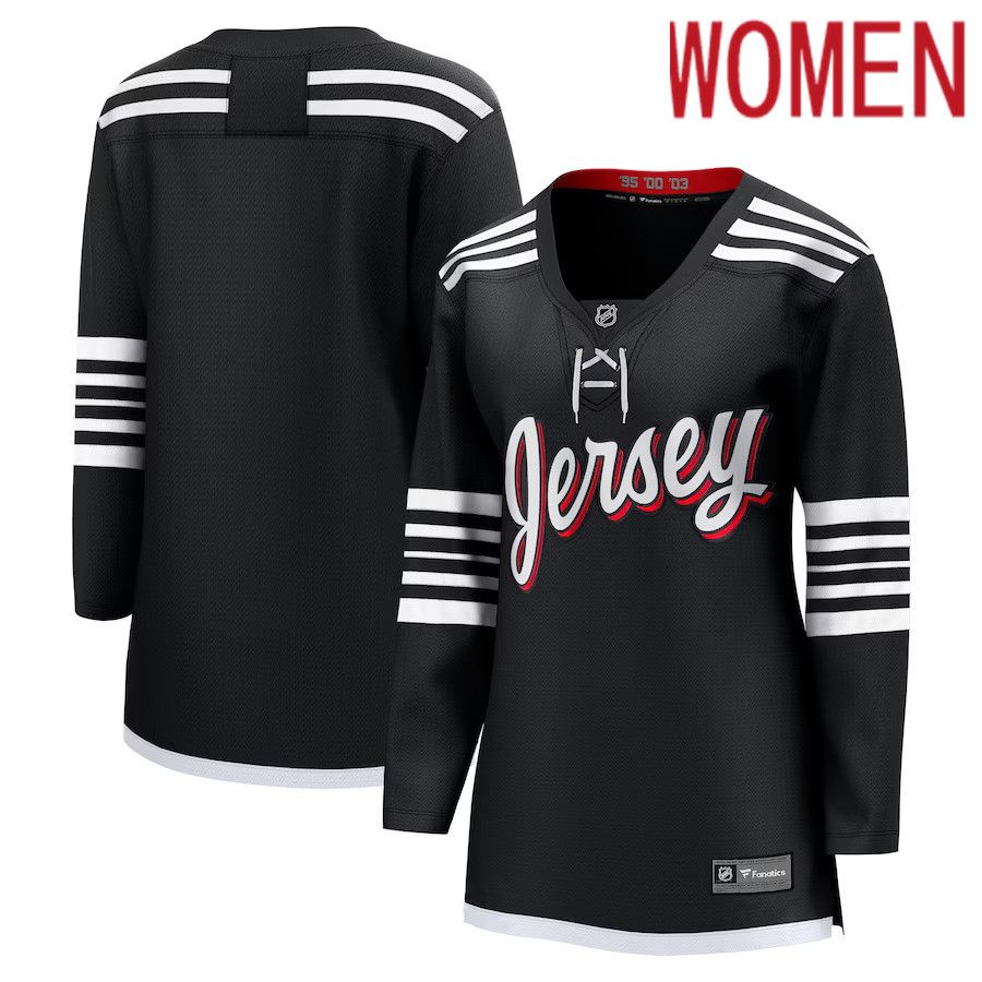 Women New Jersey Devils Fanatics Branded Black Alternate Premier Breakaway Team NHL Jersey